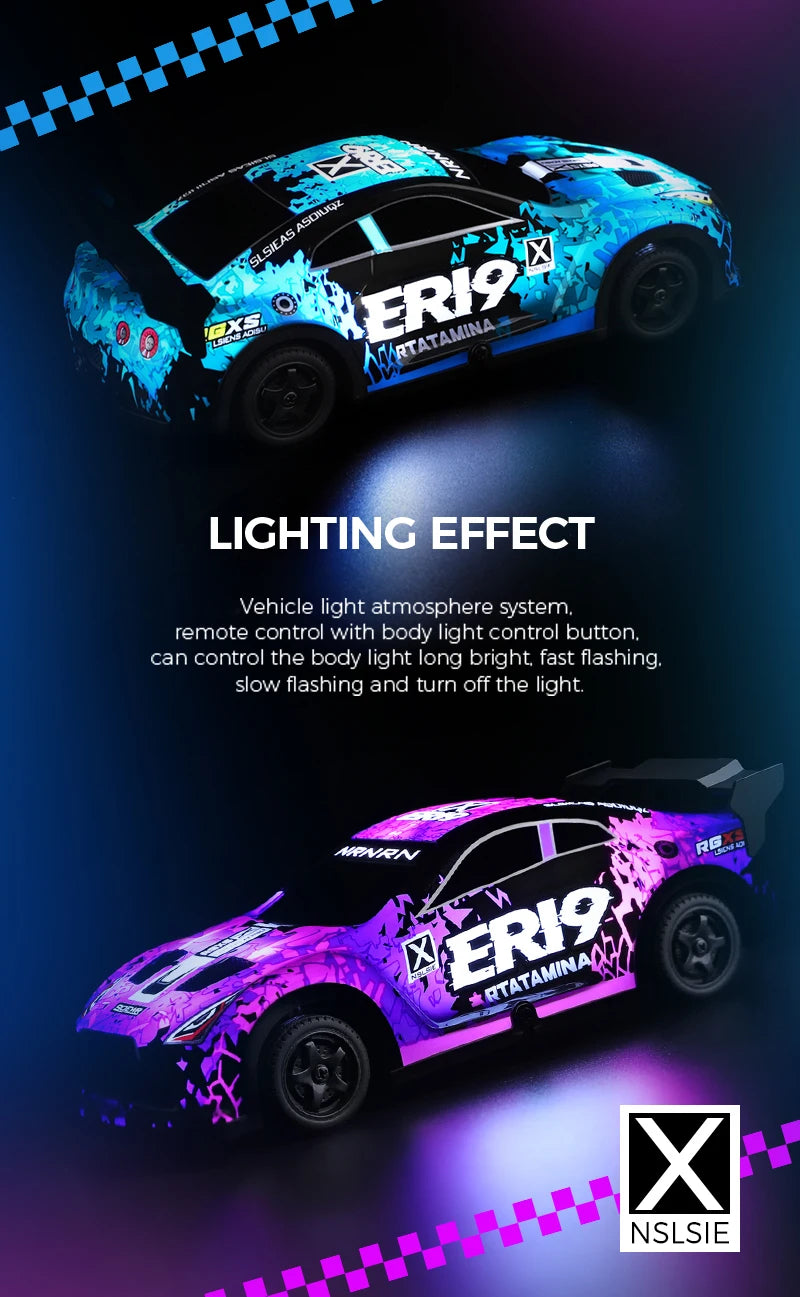 Mini GTR RC Racer – 4WD Drift Action with LED Headlights