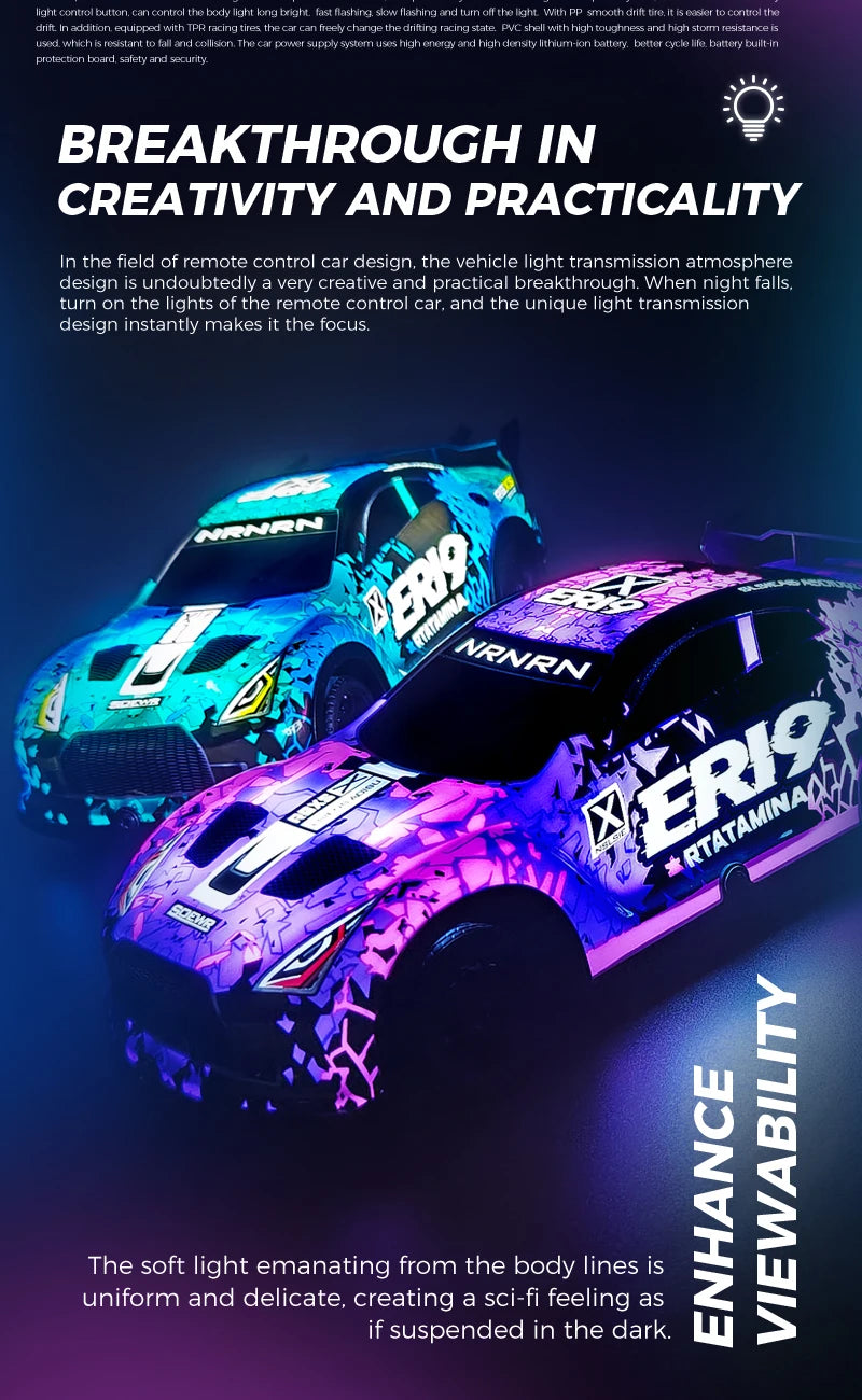 Mini GTR RC Racer – 4WD Drift Action with LED Headlights