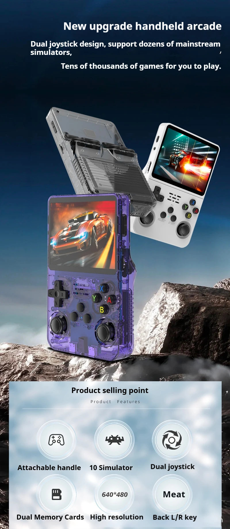 R36 Retro Handheld Game Console – 64GB, Linux OS, 3.5-Inch Screen