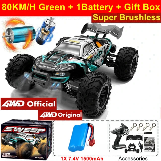 Brushless 4WD RC Car – Off-Road 80KM/H Racing Truck