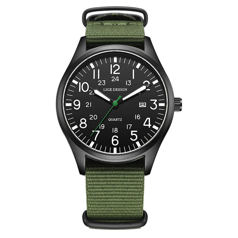 Men's Quartz Watch – Waterproof, Luminous, Nylon Strap