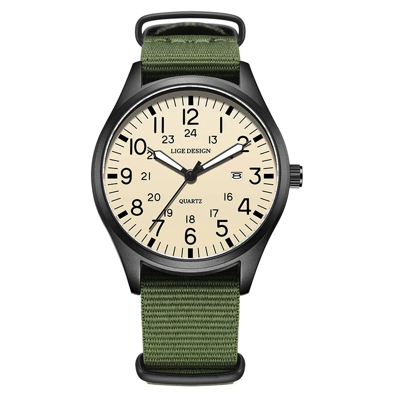 Men's Quartz Watch – Waterproof, Luminous, Nylon Strap
