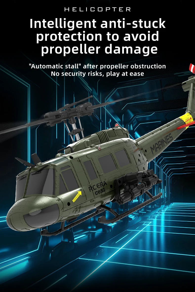 Huey UH-1 RC Helicopter – 6CH Military-Grade Stunt Chopper