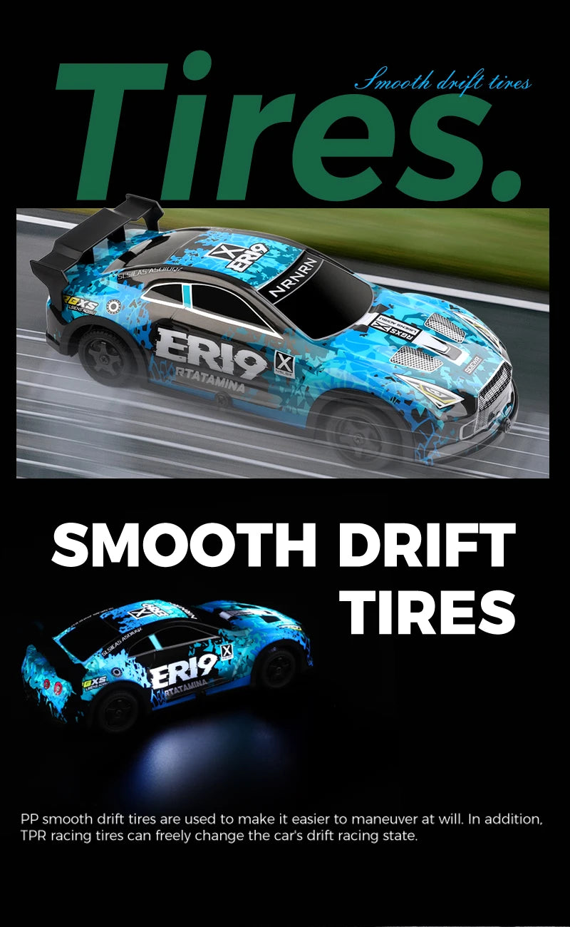Mini GTR RC Racer – 4WD Drift Action with LED Headlights