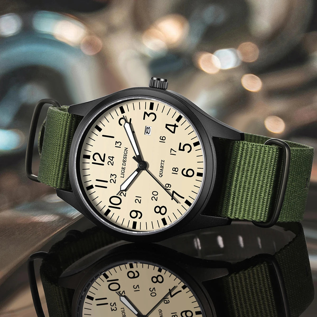 Men's Quartz Watch – Waterproof, Luminous, Nylon Strap
