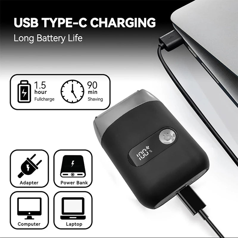 Smart Electric Shaver – LED Display & USB Powered