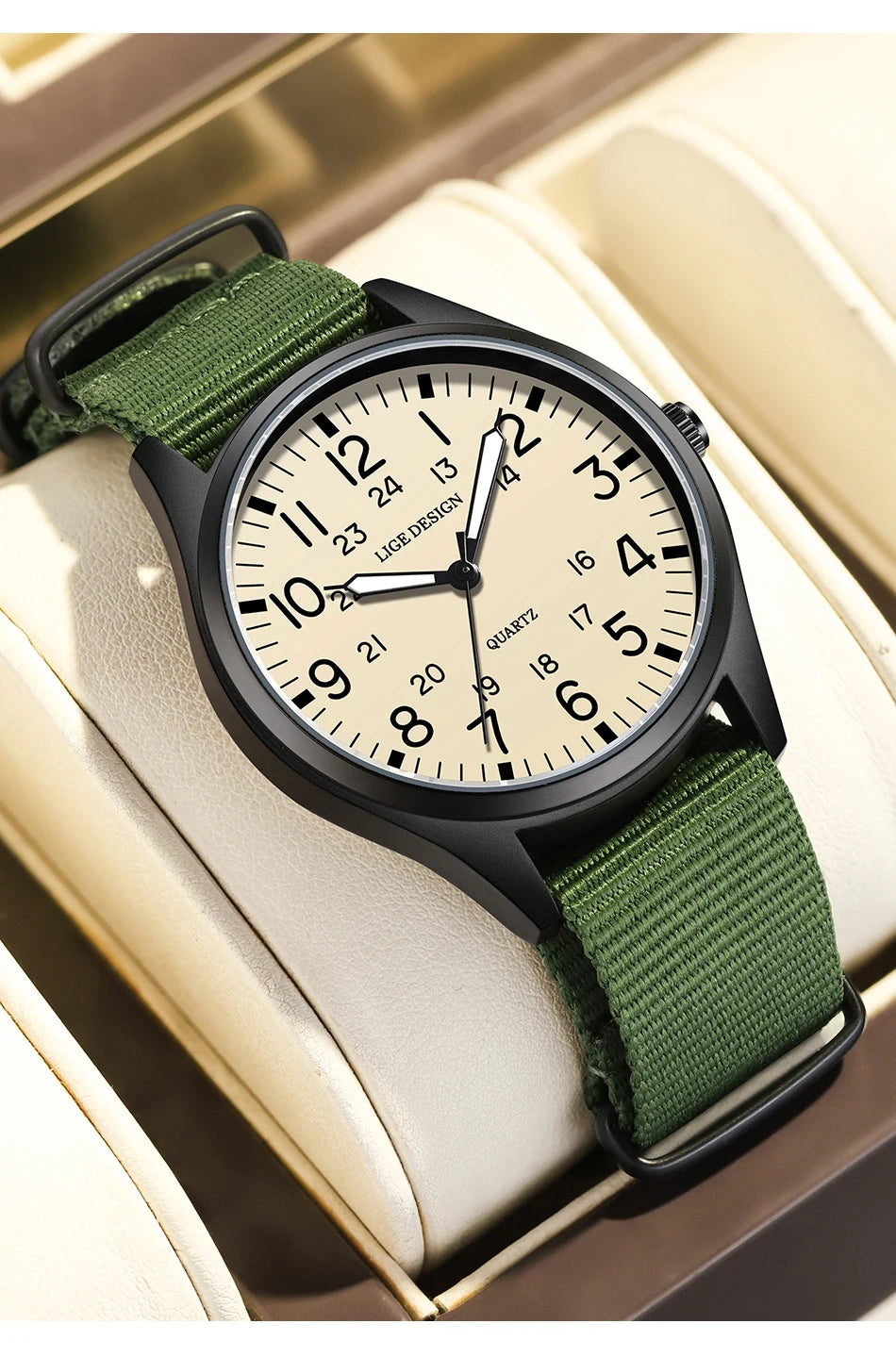 Men's Quartz Watch – Waterproof, Luminous, Nylon Strap