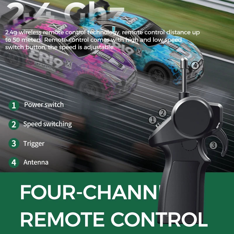Mini GTR RC Racer – 4WD Drift Action with LED Headlights