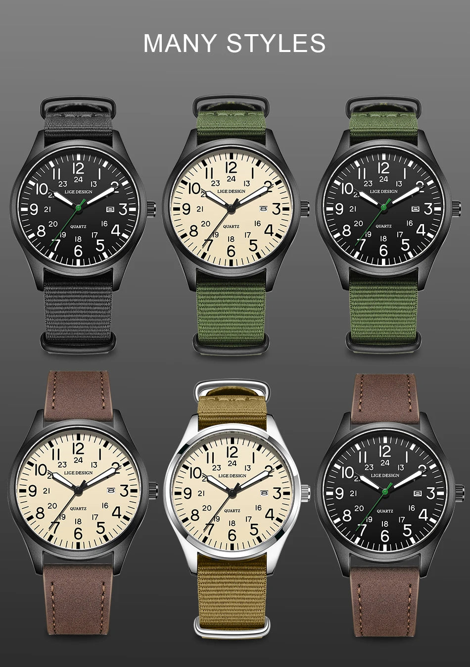 Men's Quartz Watch – Waterproof, Luminous, Nylon Strap