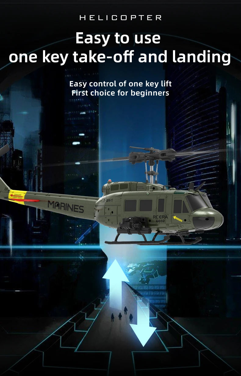 Huey UH-1 RC Helicopter – 6CH Military-Grade Stunt Chopper