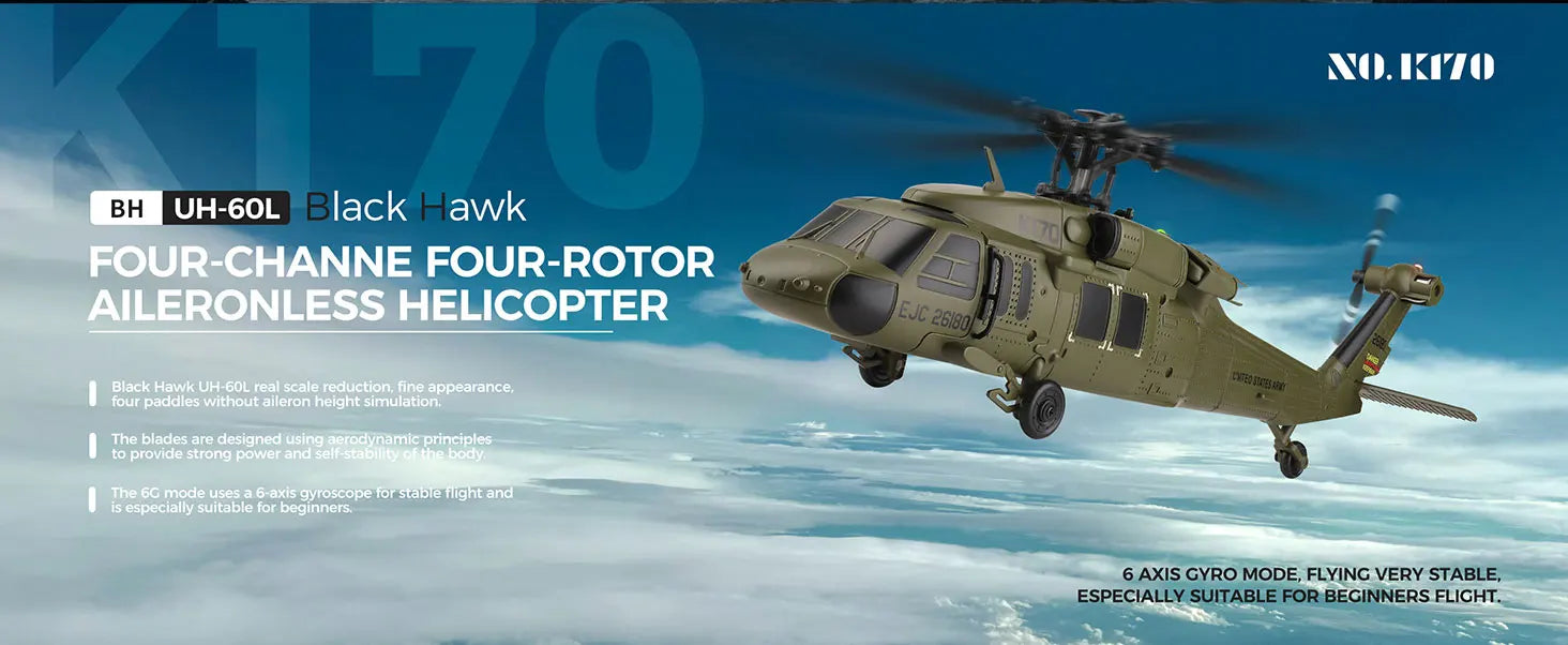 K170 RC Tactical Helicopter – 1:48 Scale Military Utility Aircraft Model