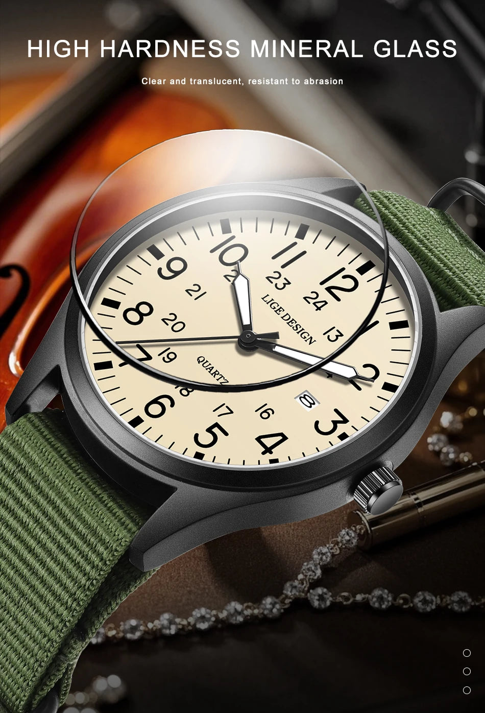 Men's Quartz Watch – Waterproof, Luminous, Nylon Strap