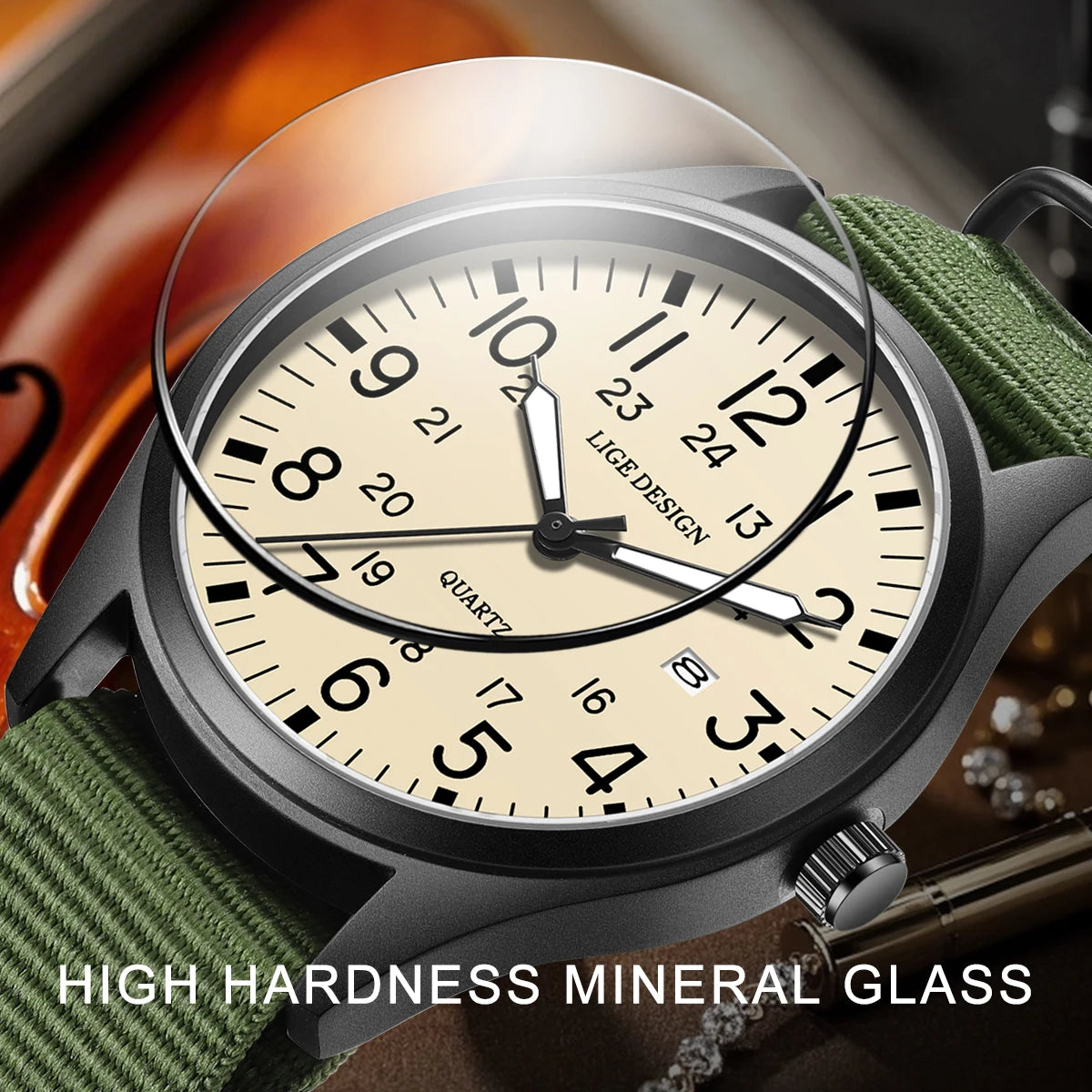 Men's Quartz Watch – Waterproof, Luminous, Nylon Strap