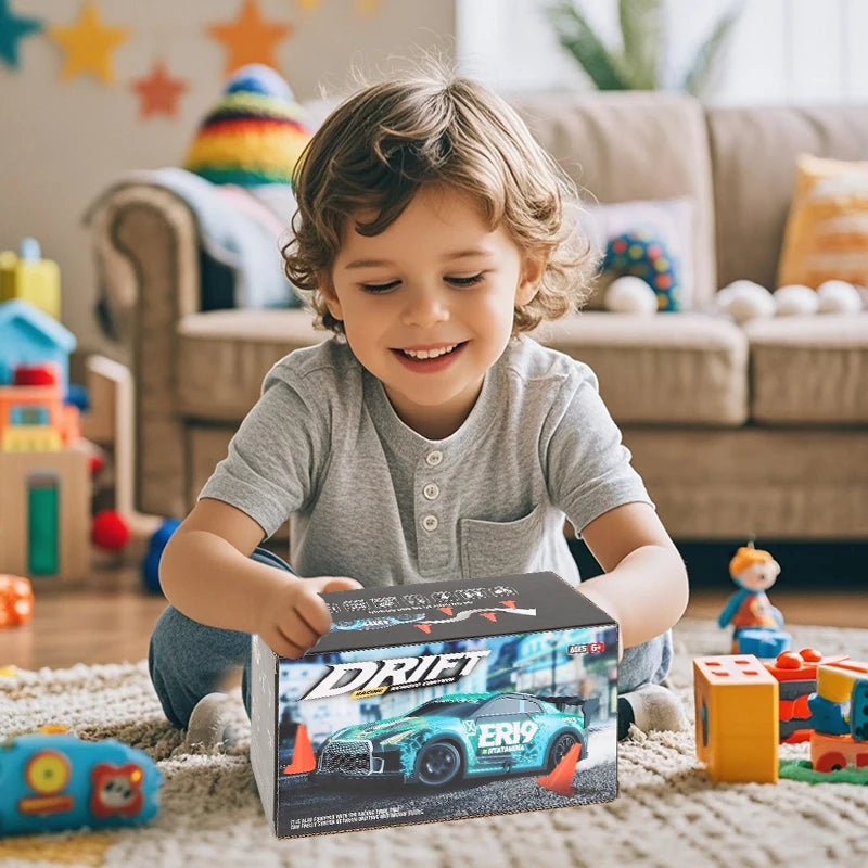 Mini GTR RC Racer – 4WD Drift Action with LED Headlights