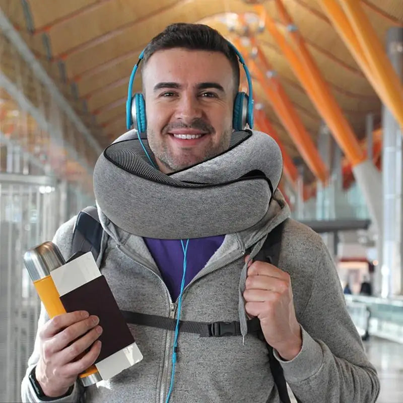 Flight-Ready Neck Pillow – Soft, Supportive, Adjustable