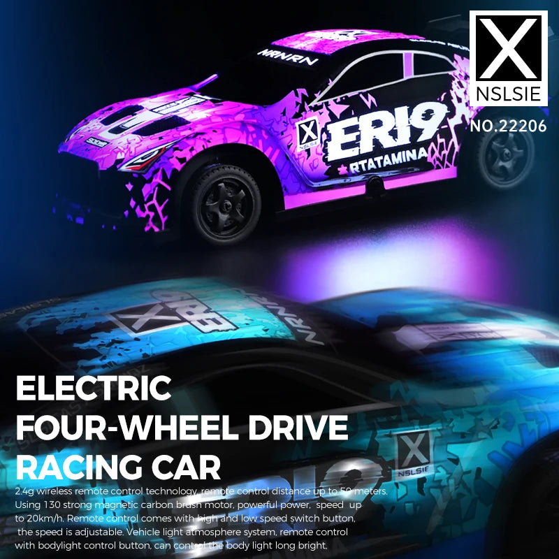 Mini GTR RC Racer – 4WD Drift Action with LED Headlights