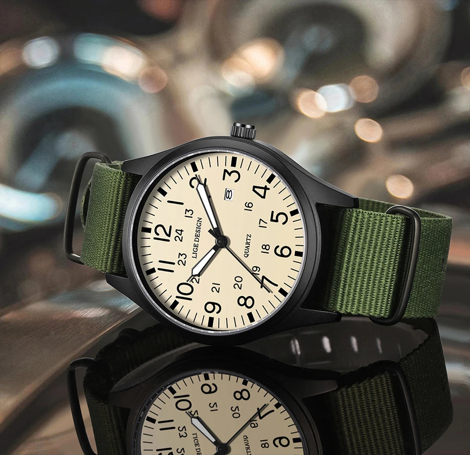 Men's Quartz Watch – Waterproof, Luminous, Nylon Strap