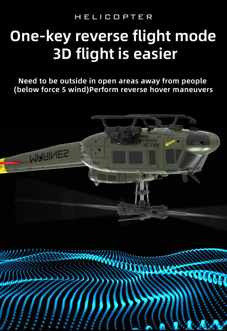 Huey UH-1 RC Helicopter – 6CH Military-Grade Stunt Chopper