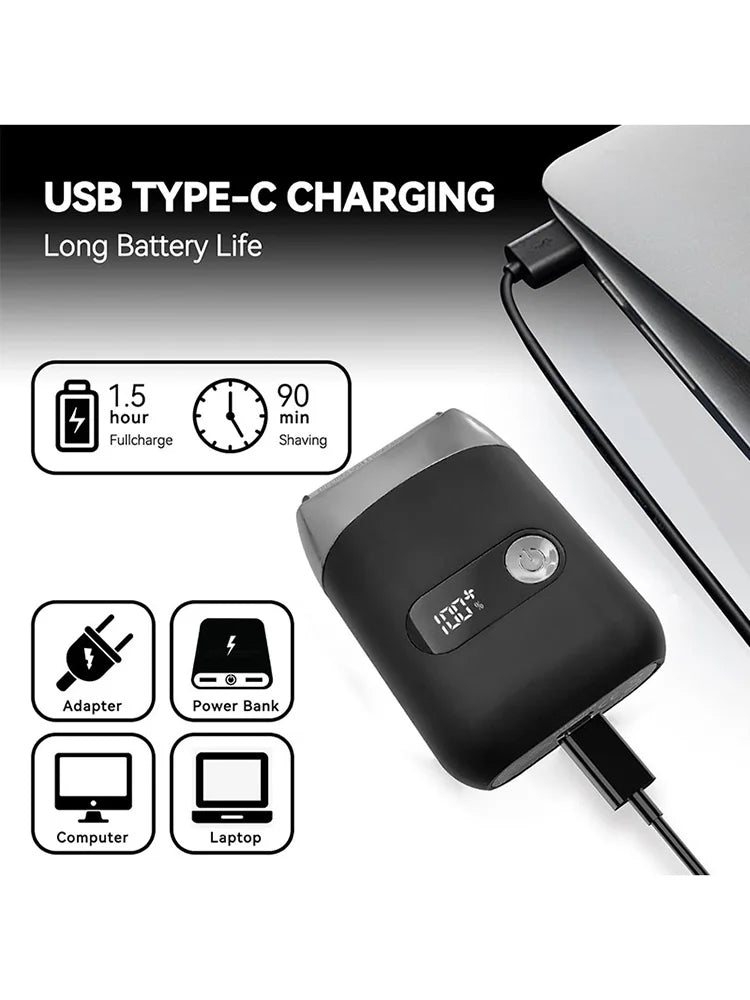 Smart Electric Shaver – LED Display & USB Powered