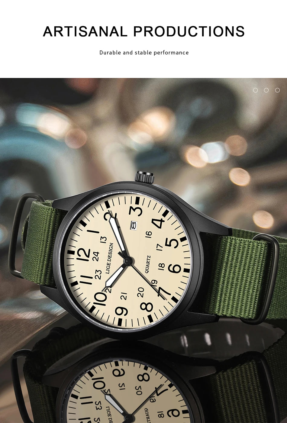 Men's Quartz Watch – Waterproof, Luminous, Nylon Strap