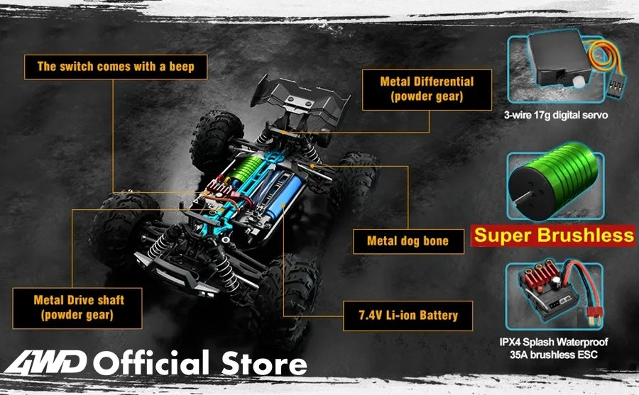 Brushless 4WD RC Car – Off-Road 80KM/H Racing Truck