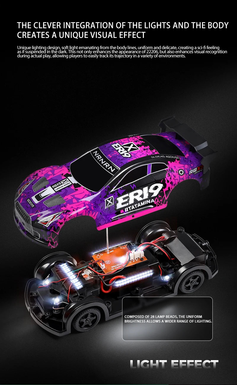 Mini GTR RC Racer – 4WD Drift Action with LED Headlights
