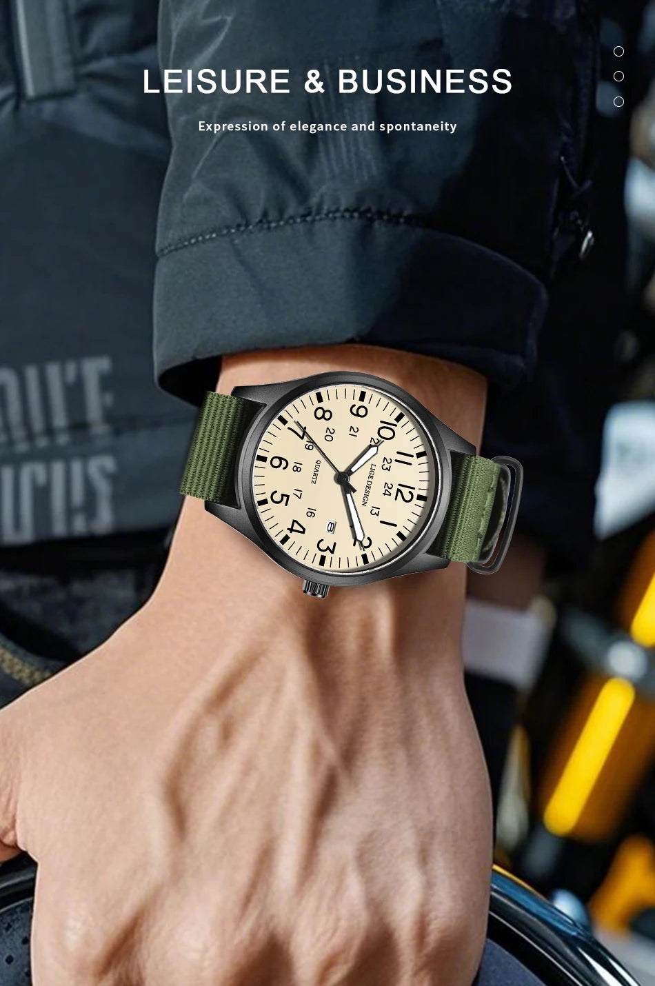 Men's Quartz Watch – Waterproof, Luminous, Nylon Strap
