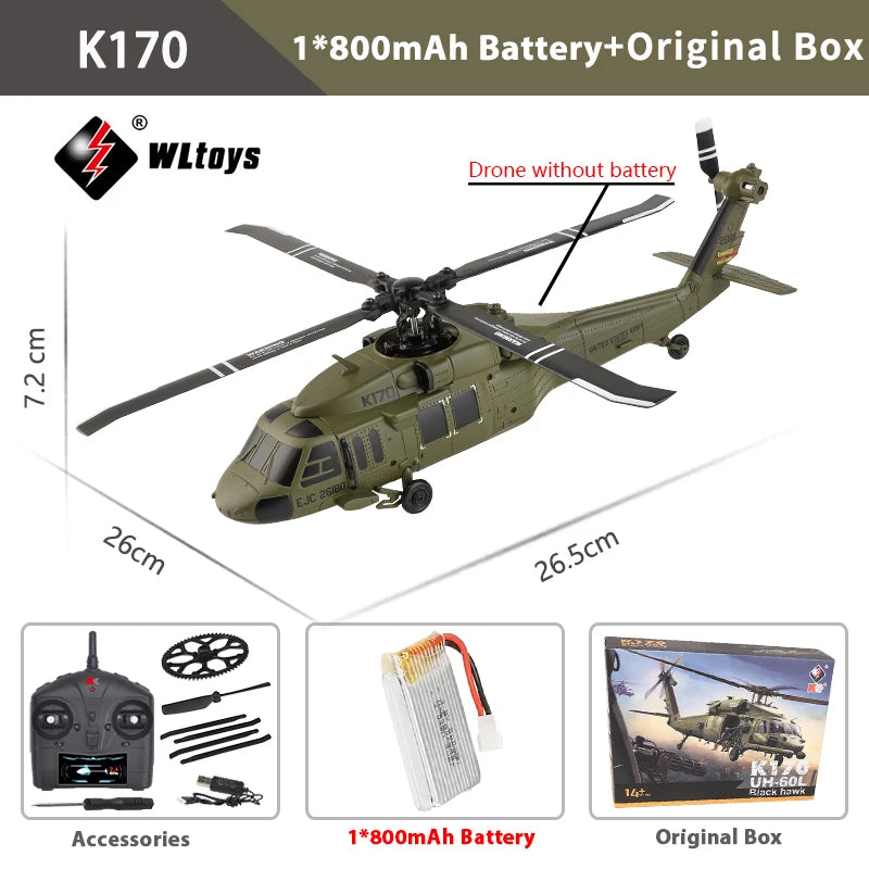 K170 RC Tactical Helicopter – 1:48 Scale Military Utility Aircraft Model