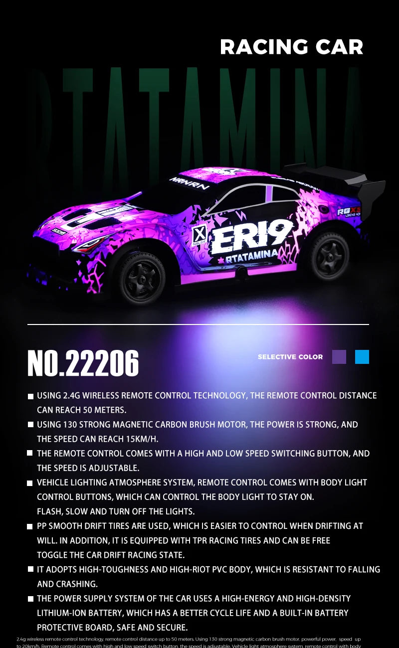 Mini GTR RC Racer – 4WD Drift Action with LED Headlights