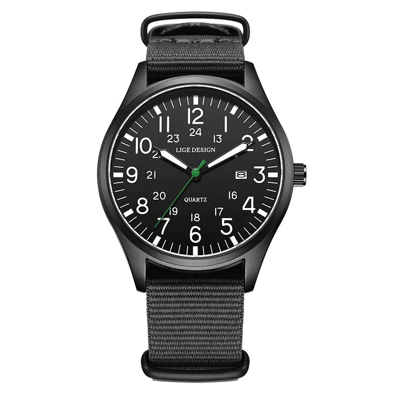 Men's Quartz Watch – Waterproof, Luminous, Nylon Strap