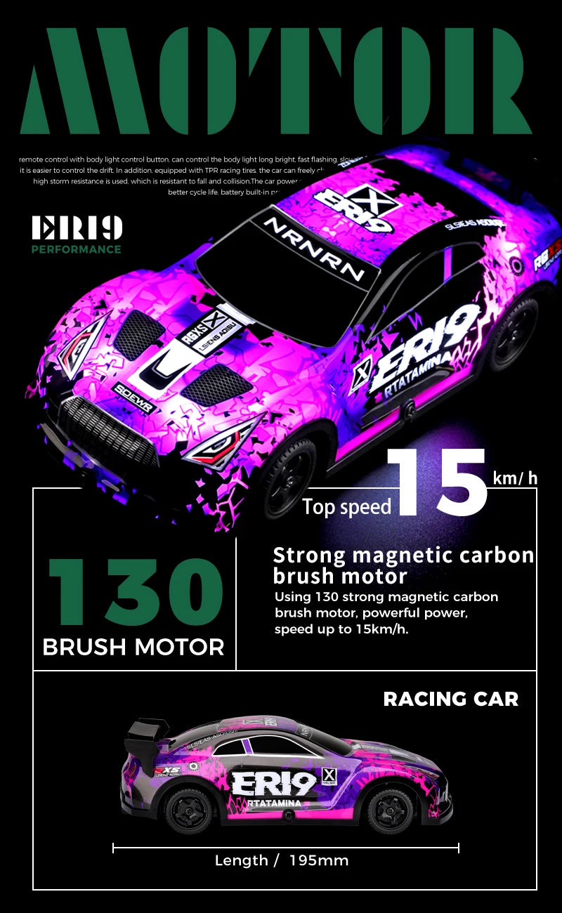Mini GTR RC Racer – 4WD Drift Action with LED Headlights