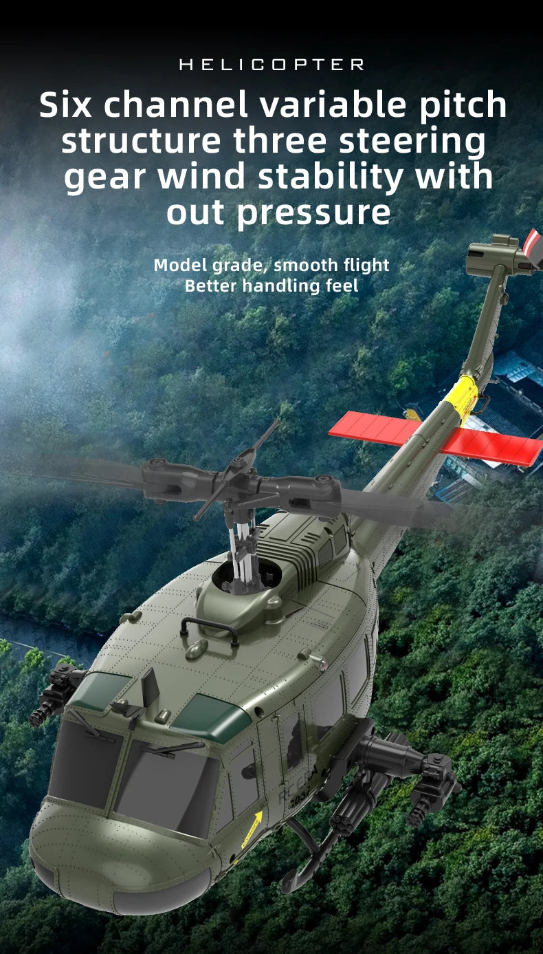 Huey UH-1 RC Helicopter – 6CH Military-Grade Stunt Chopper