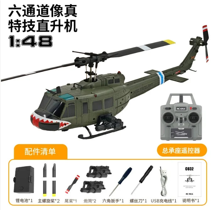 Huey UH-1 RC Helicopter – 6CH Military-Grade Stunt Chopper