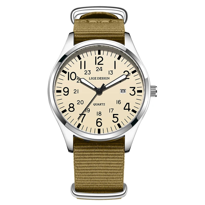 Men's Quartz Watch – Waterproof, Luminous, Nylon Strap