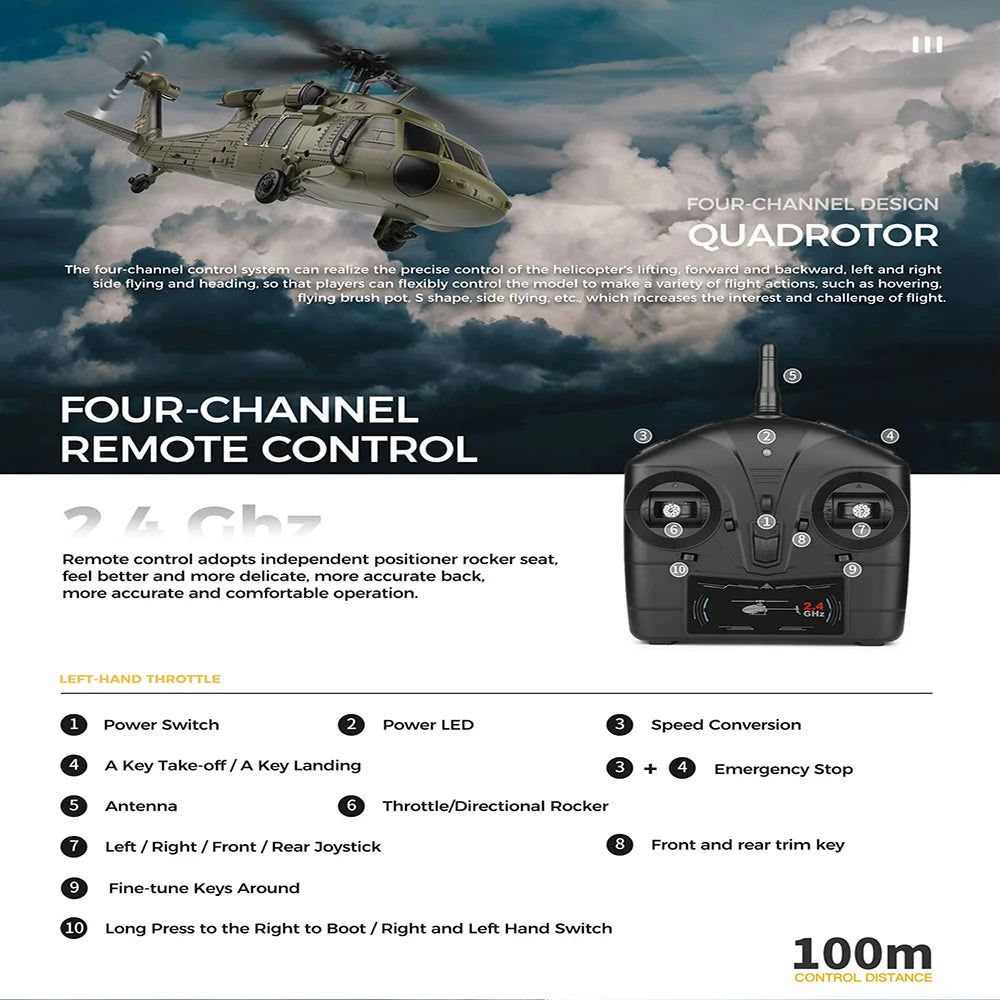 K170 RC Tactical Helicopter – 1:48 Scale Military Utility Aircraft Model