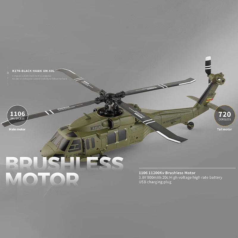 K170 RC Tactical Helicopter – 1:48 Scale Military Utility Aircraft Model